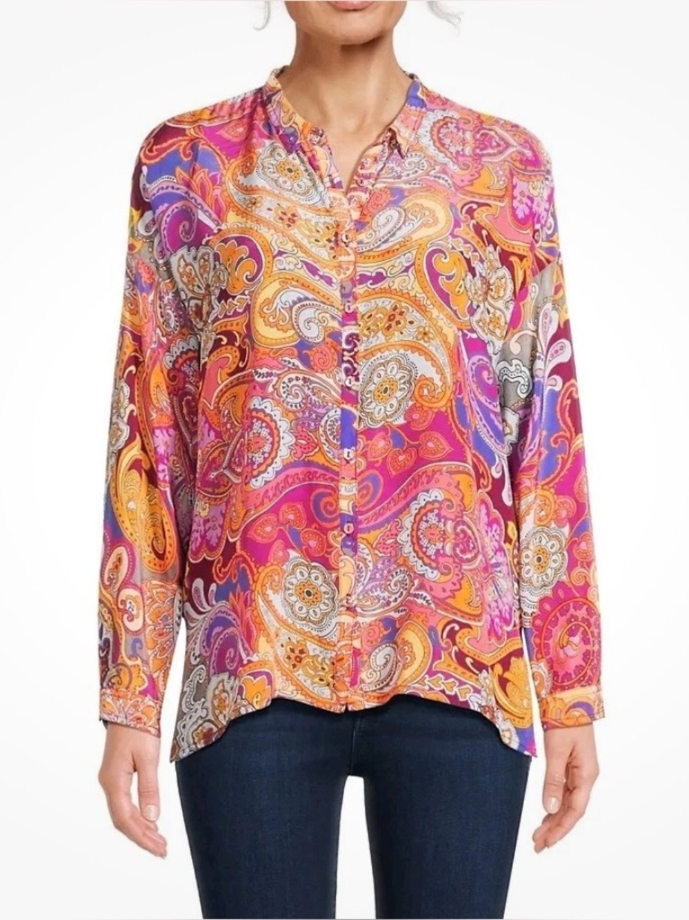 NWT❤️Johnny Was❤️ Sz MED The Audrey Oversized Silk Blouse